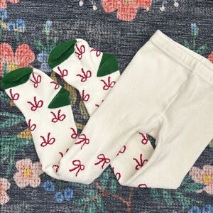 Little Stocking Co Christmas Red Bow Tights, Size 1-2 Years